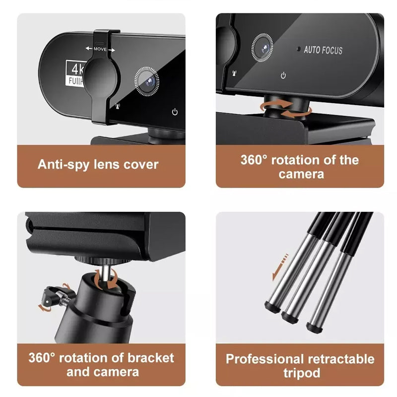 Ultra HD 4K Autofocus Webcam for Laptops