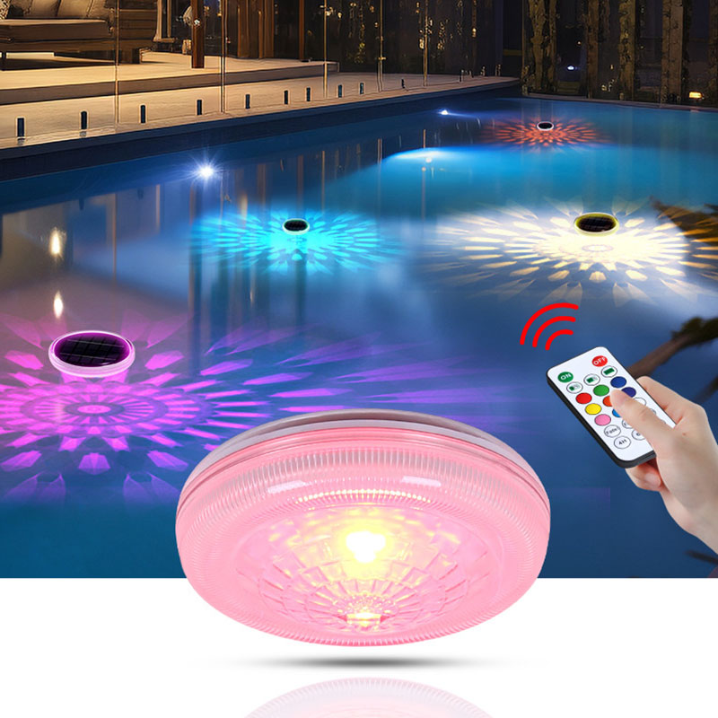 2 PCS - Timer Function Solar-Powered Pool Light with 3 Brightness Levels & 9 Colors
