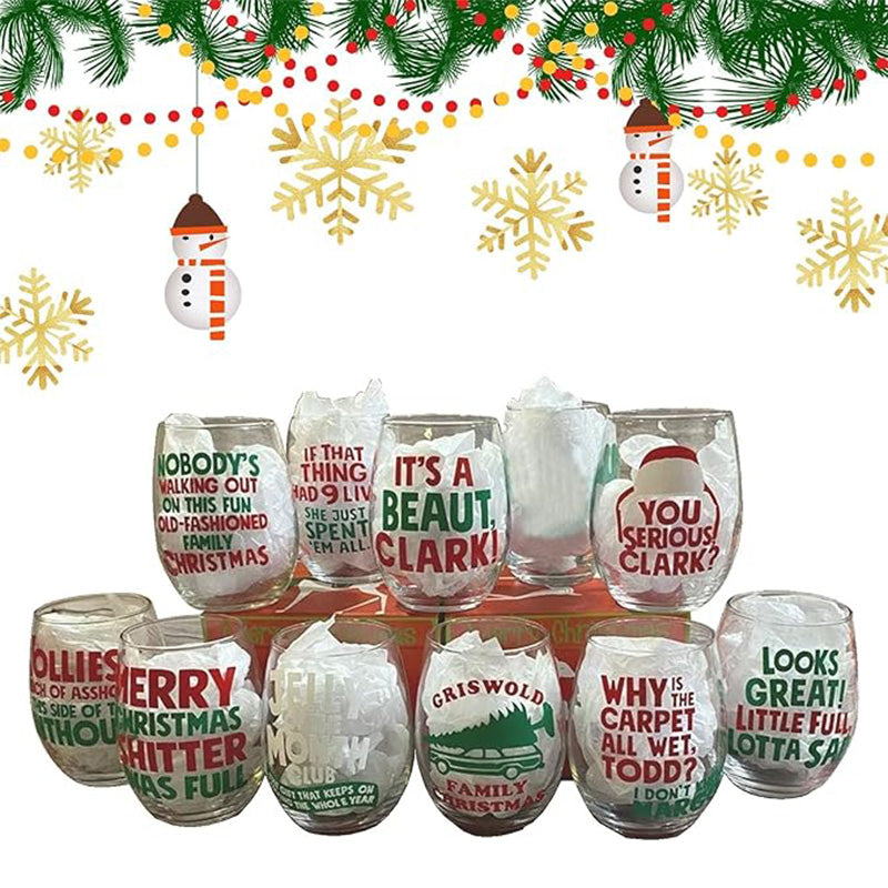 Christmas Vacation Themed Holiday Stemless Wine Glasses