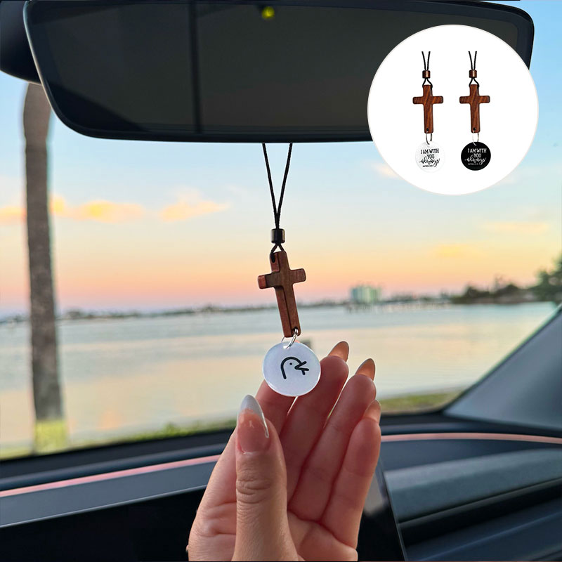 Scripture Cross Car Charm