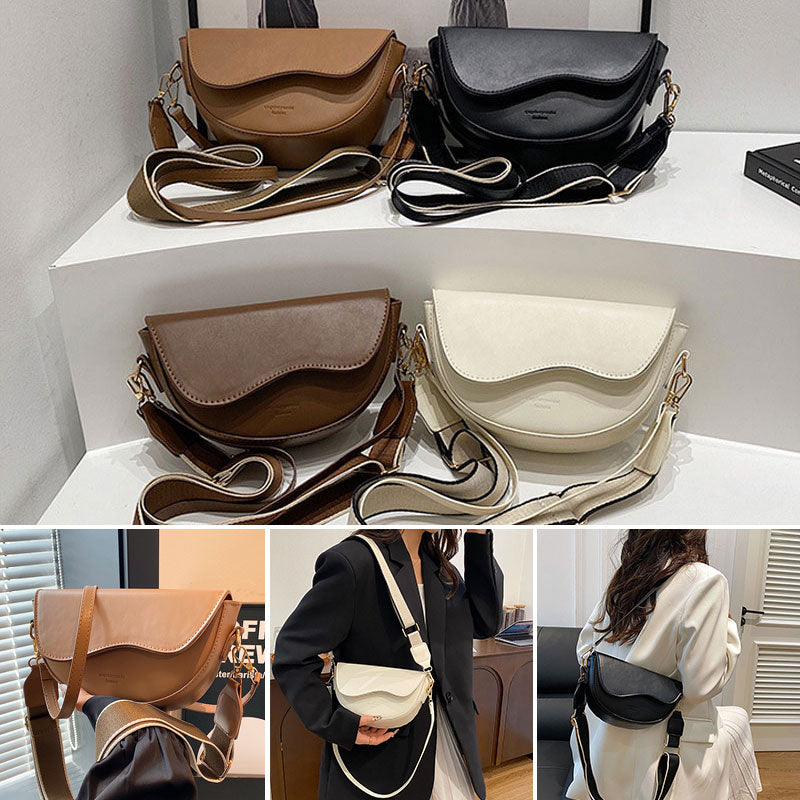 Women’s Fashion Saddle Crossbody Bag with Wide Strap