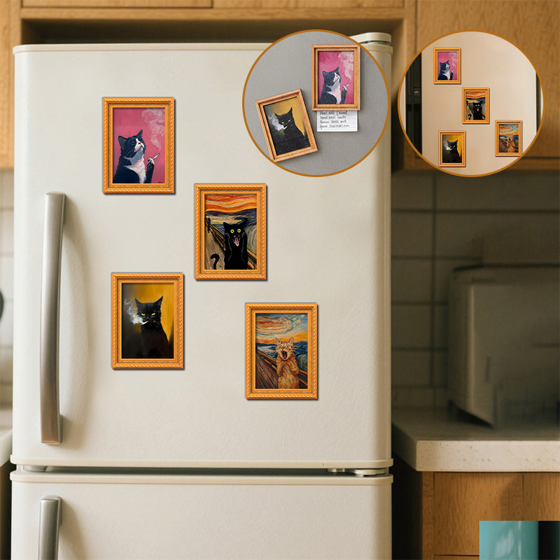 Funny Cat Art Fridge Magnets