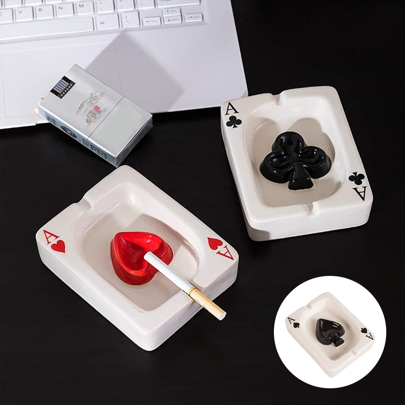 Creative Poker Ceramic Ashtray Set