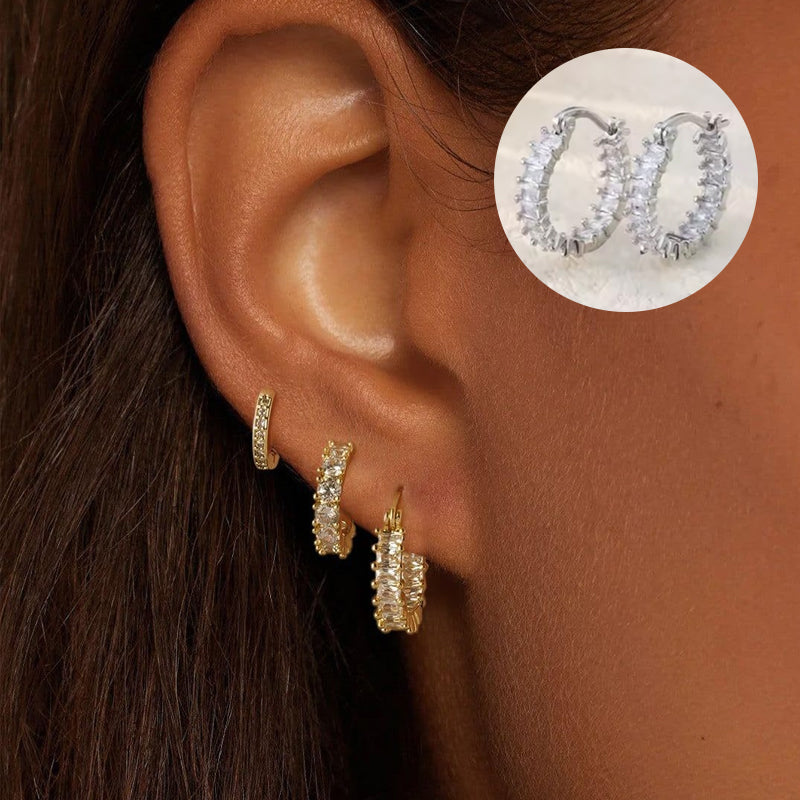14K Gold-Plated Hoop Earrings Gold Plated Earring Set