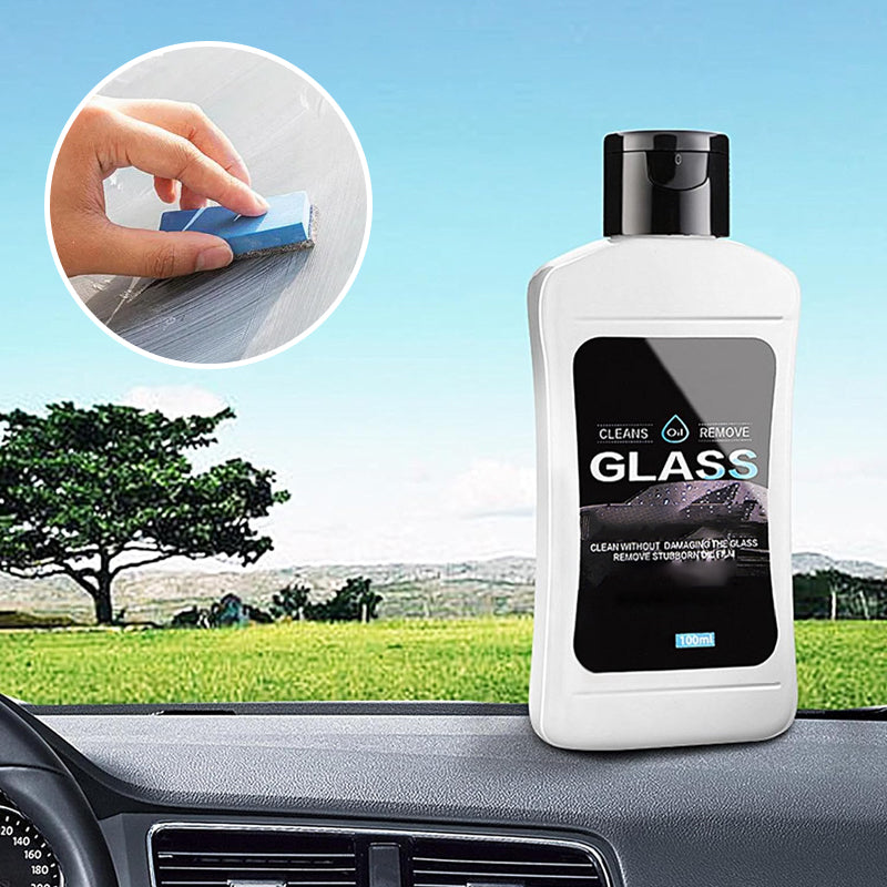 Car glass oil film cleaner