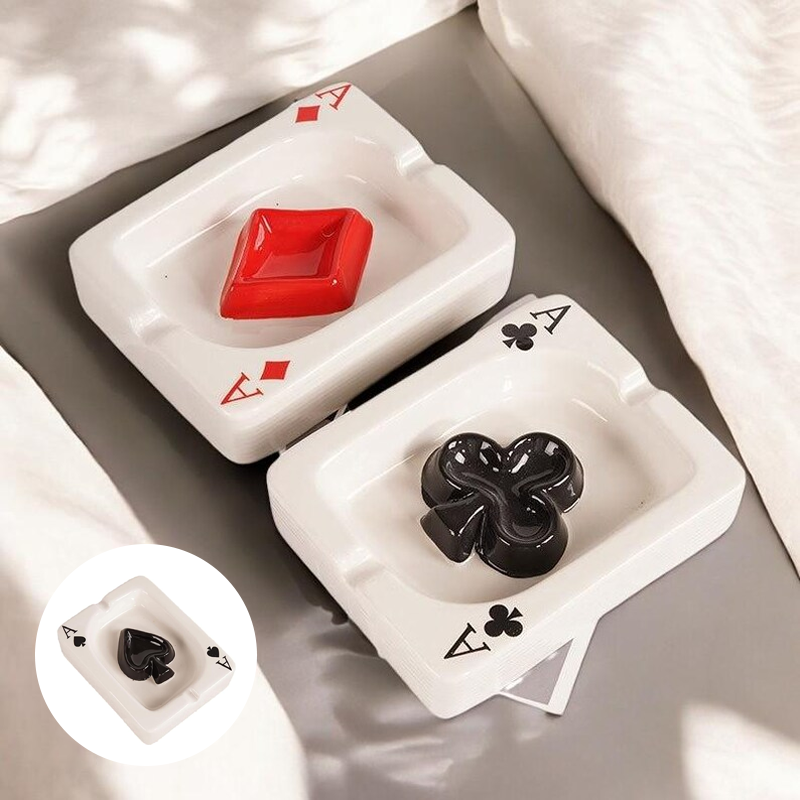 Creative Poker Ceramic Ashtray Set