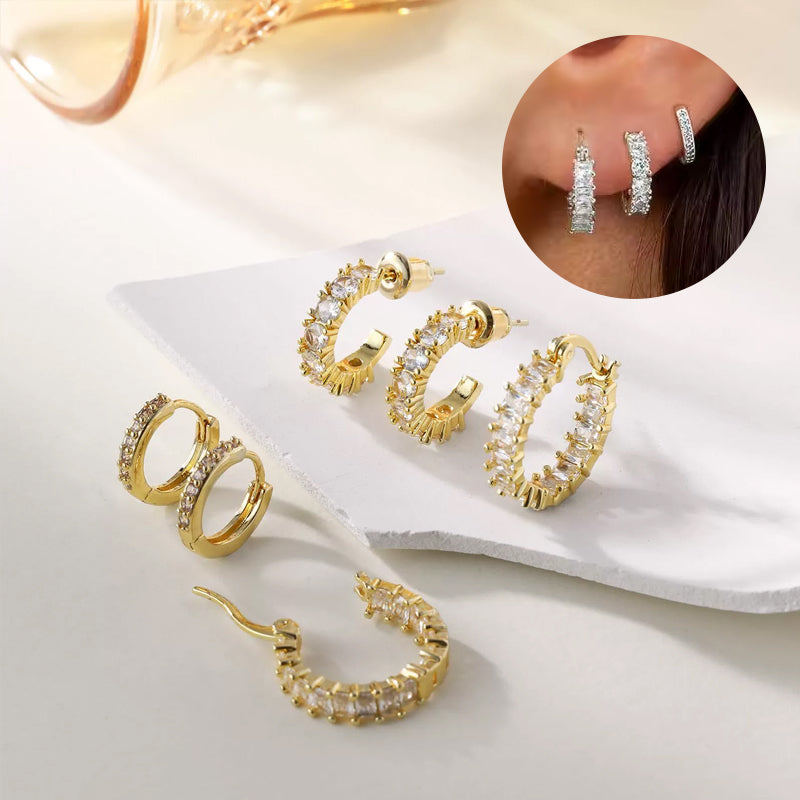 14K Gold-Plated Hoop Earrings Gold Plated Earring Set