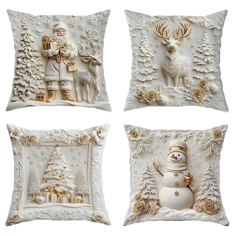 White Aesthetic Christmas Throw Pillow Covers