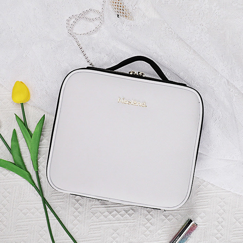 Travel Makeup Case with LED Mirror and Adjustable Dividers
