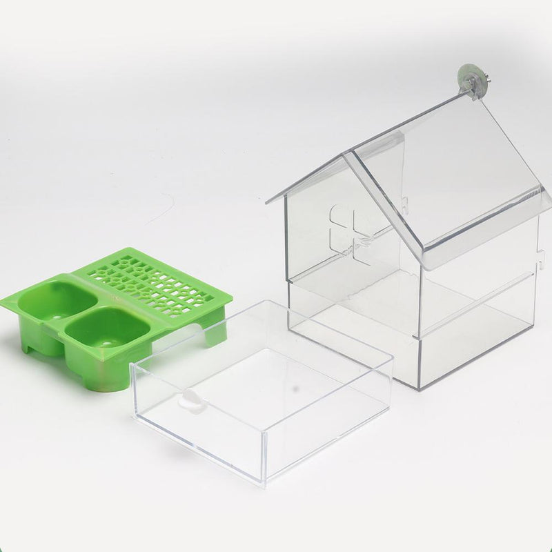 Transparent Bird Feeder with Roof Design