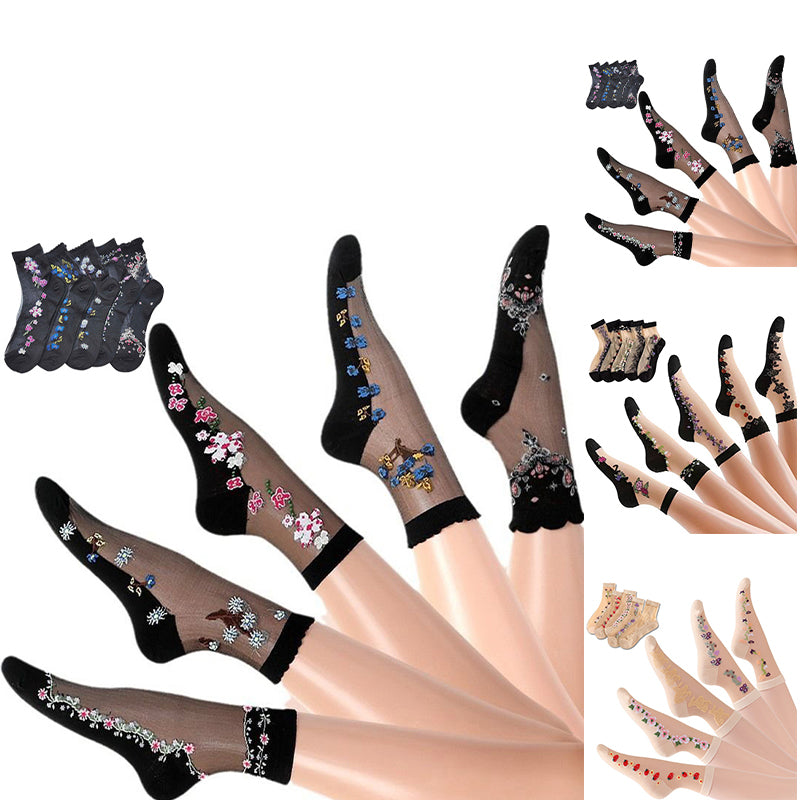 Vibrant Floral Patterned Glass Socks