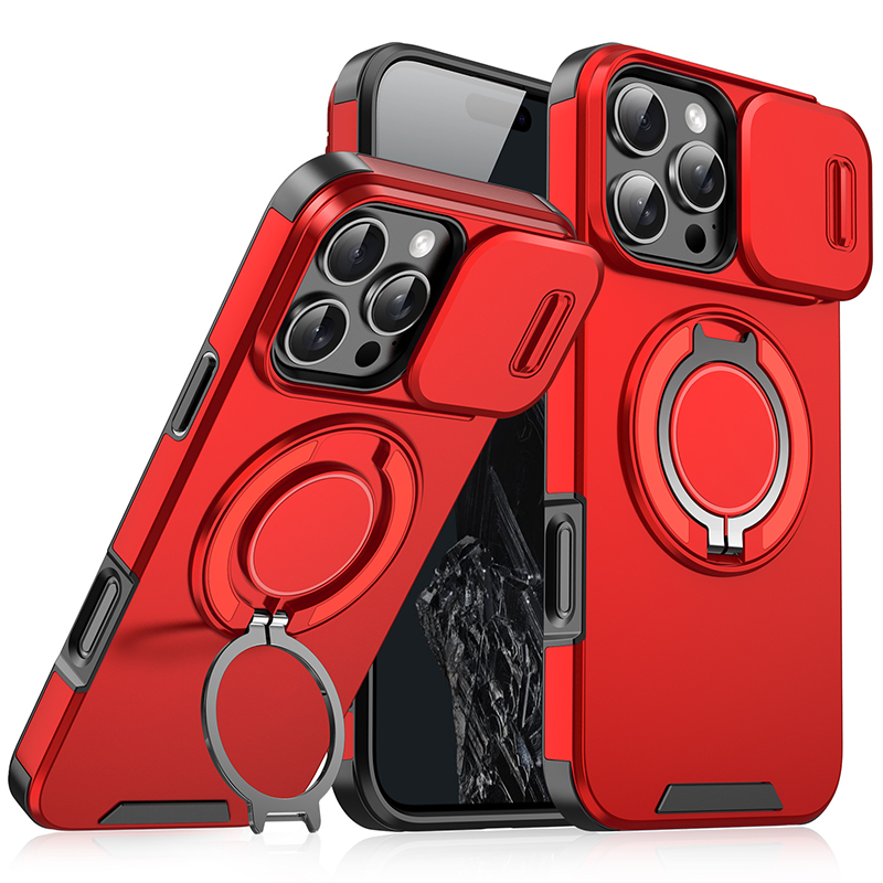 Heavy-Duty Phone Case with Built-In Ring Stand & Camera Cover