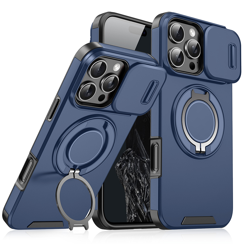 Heavy-Duty Phone Case with Built-In Ring Stand & Camera Cover