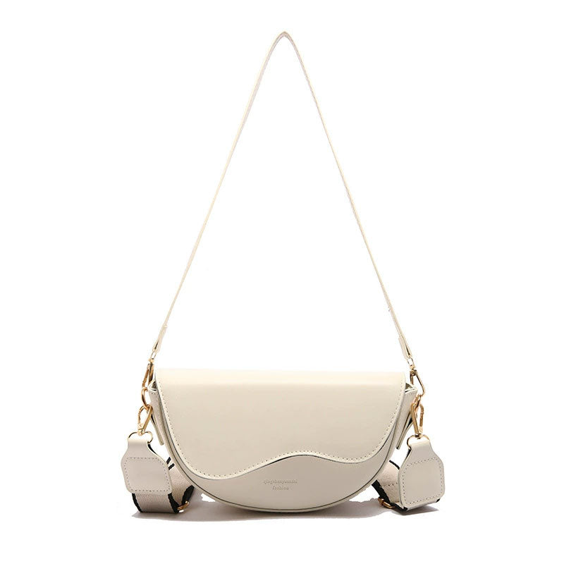 Women’s Fashion Saddle Crossbody Bag with Wide Strap