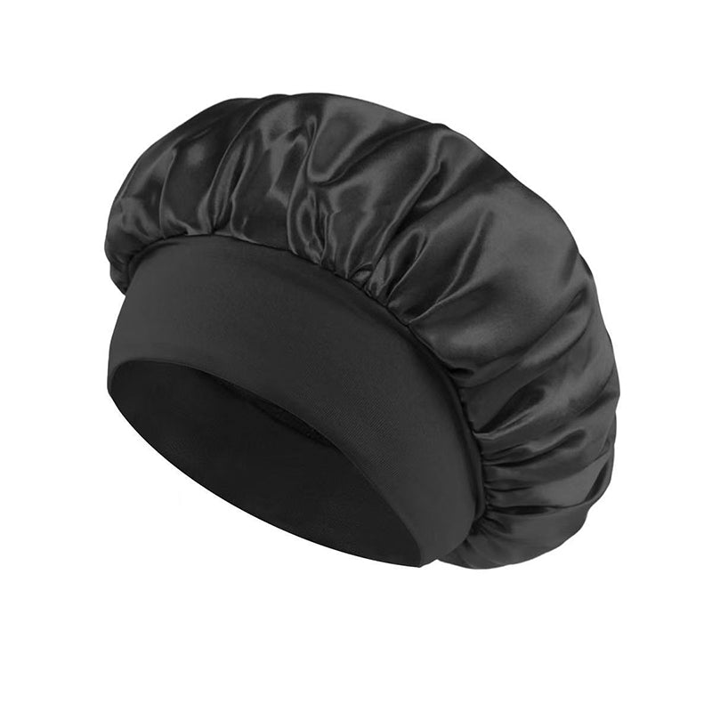 Breathable Silk Satin Sleep Bonnet with Elastic Wide Band