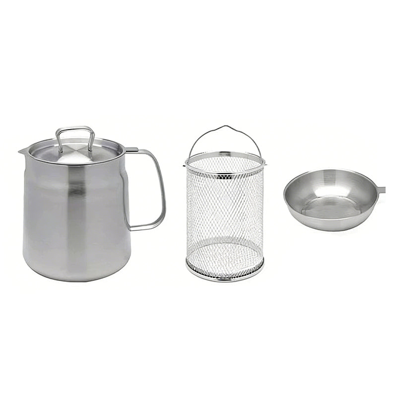 2.0L Premium SUS304 Stainless Steel Oil Filter Pot & Deep Fryer