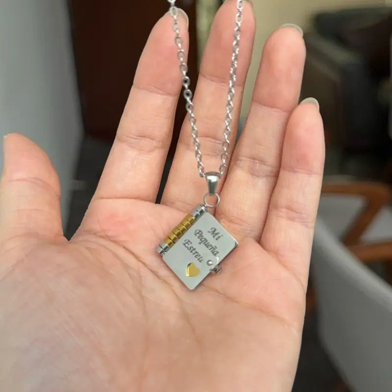 English/Spanish - My Little Star Book Necklace for Daughter