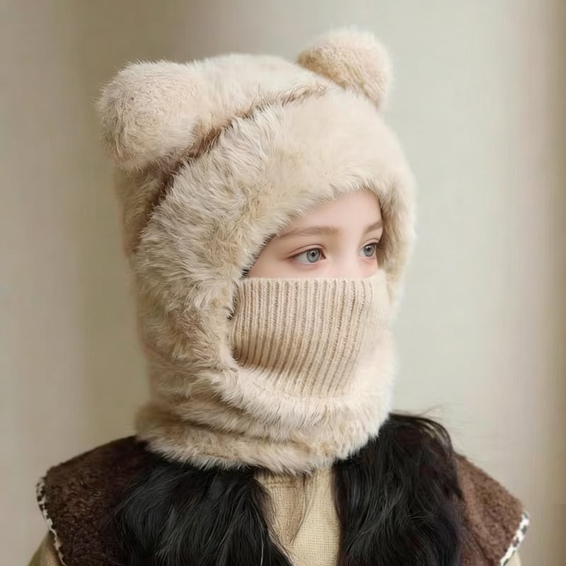 Stylish Bear-Ear Windproof 4-in-1 Kids Winter Hat