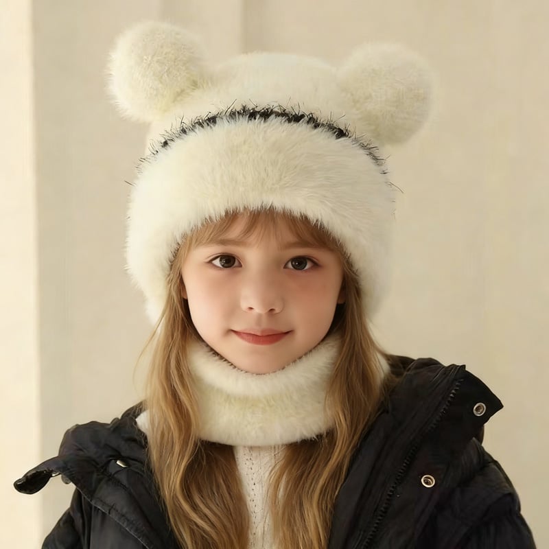 Stylish Bear-Ear Windproof 4-in-1 Kids Winter Hat