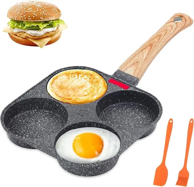 4-Hole Non-Stick Egg Frying Pan with Handle