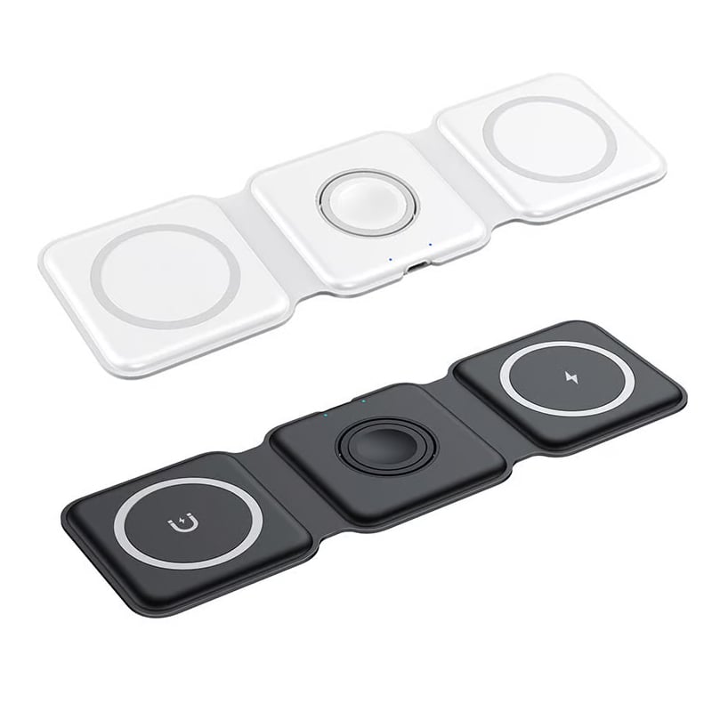 Ny hopfällbar 3-i-1 trådlös laddare