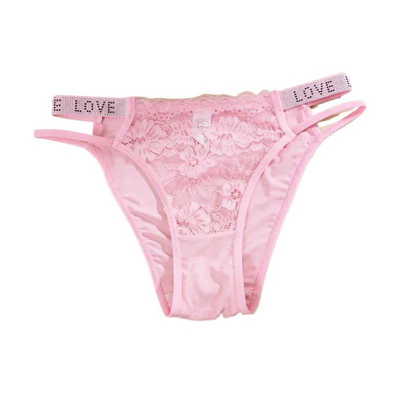 Women's Rhinestone Letter Tape High Waist Panty