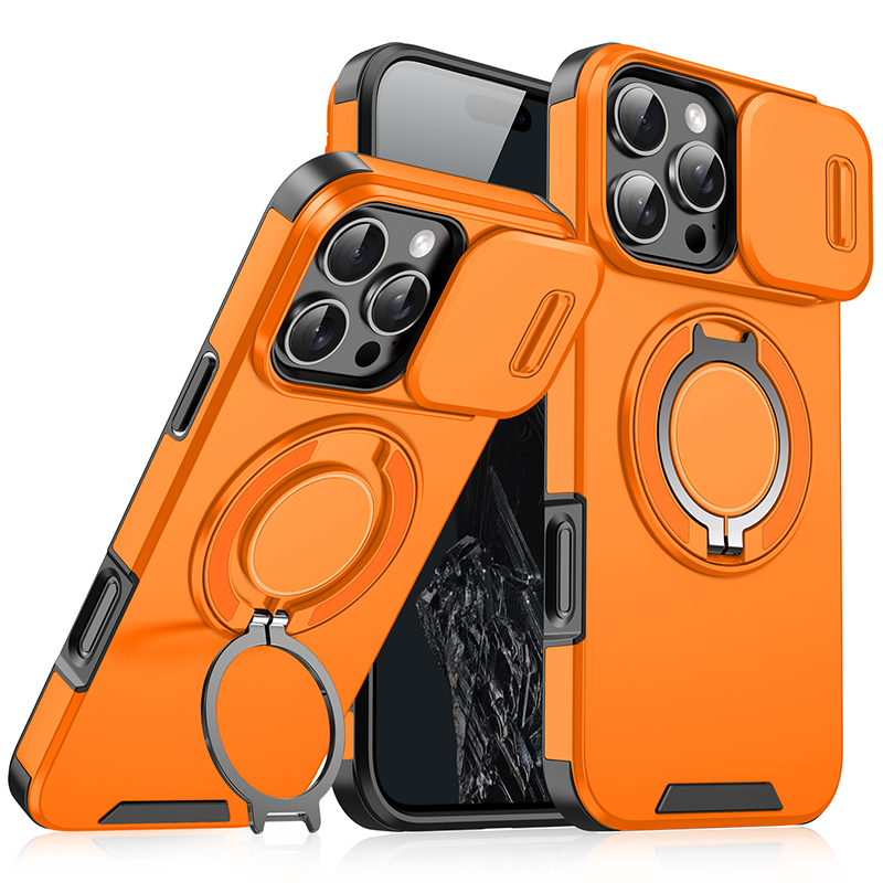 Heavy-Duty Phone Case with Built-In Ring Stand & Camera Cover