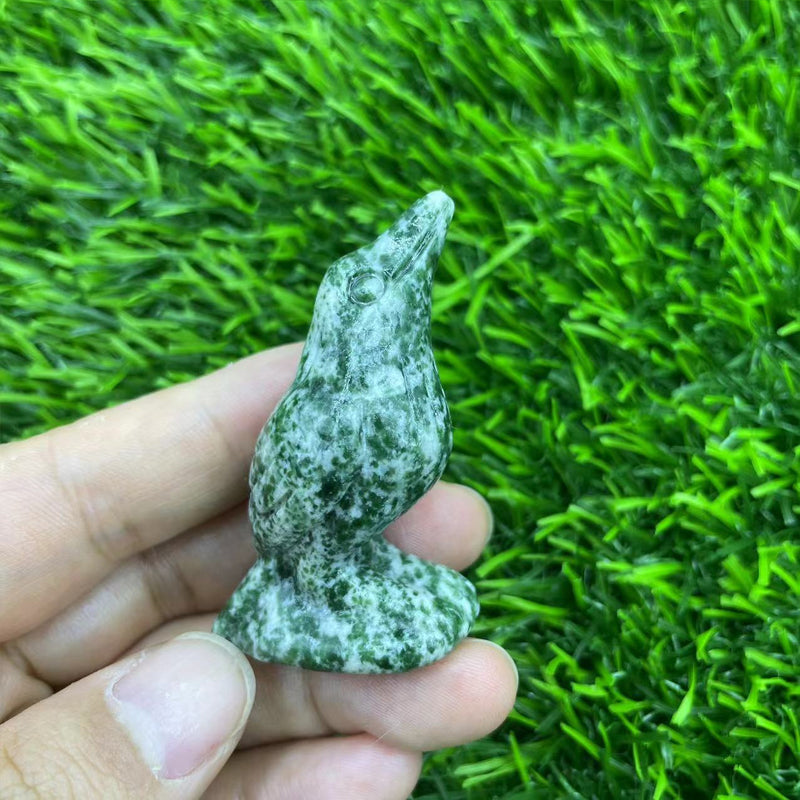 Gemstone Carved Crow Ornament