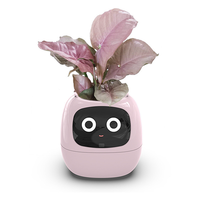 Smart AI Flowerpot with Temperature Display and Animated Expressions