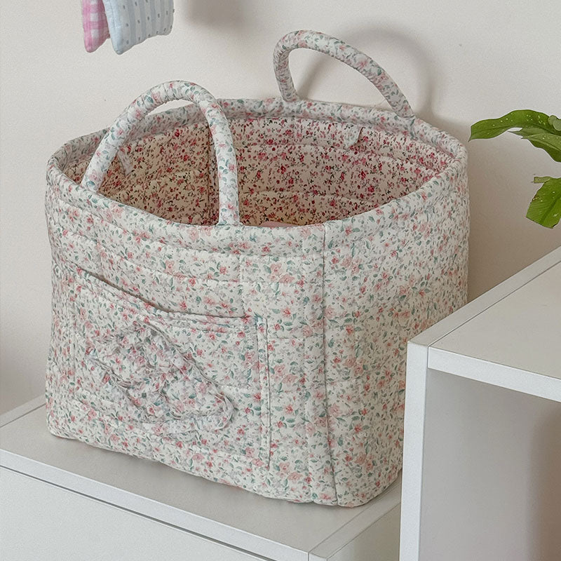 Floral Pattern Foldable Laundry Basket