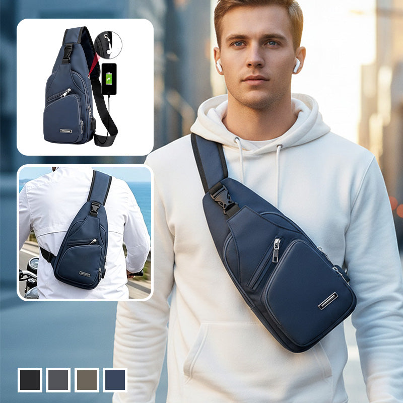 Men's Waterproof Oxford Sling Chest Bag