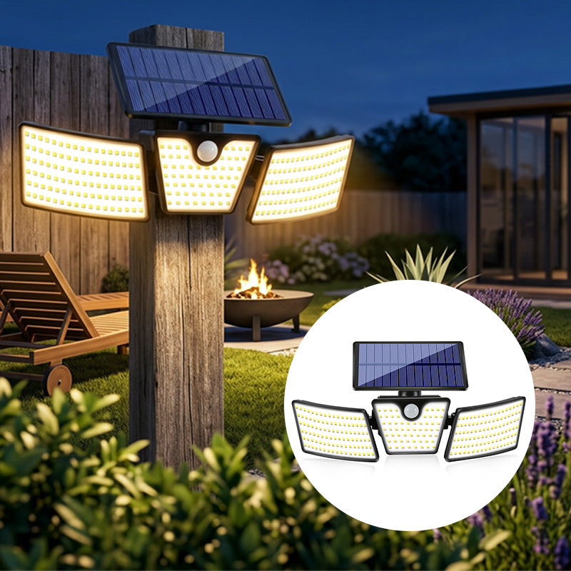 3-Head Solar Motion Sensor Security Light
