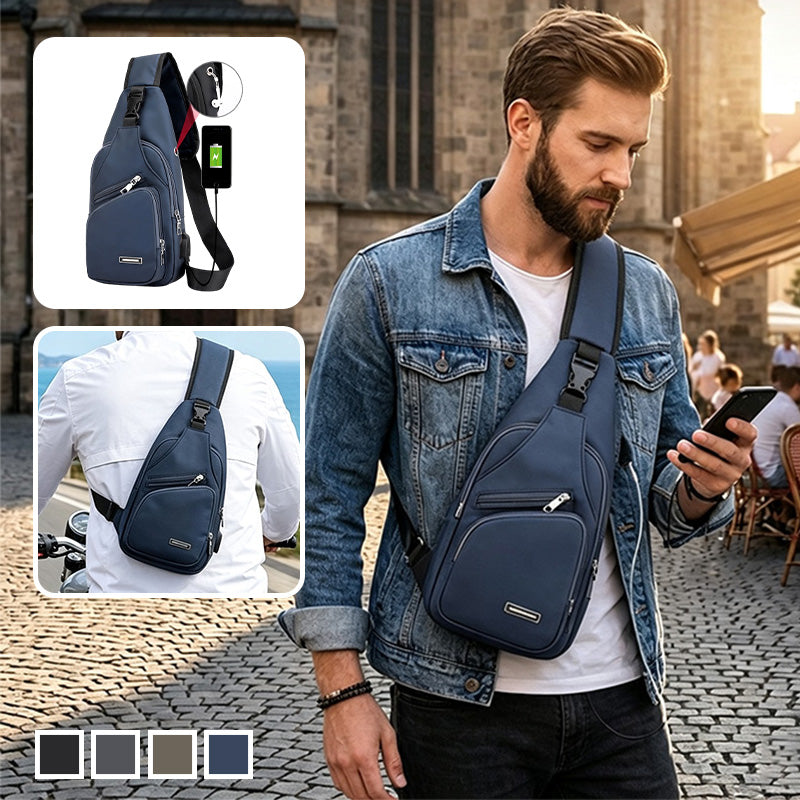 Men's Waterproof Oxford Sling Chest Bag
