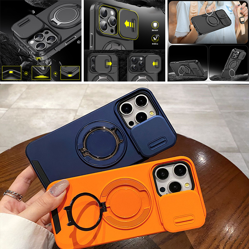 Heavy-Duty Phone Case with Built-In Ring Stand & Camera Cover