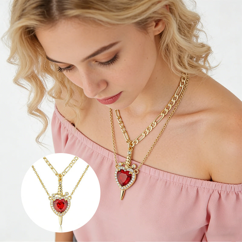 Sword Heart Pendant Necklace