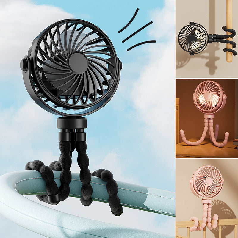 Stroller Hanging USB Rechargeable Octopus Fan with Adjustable Head