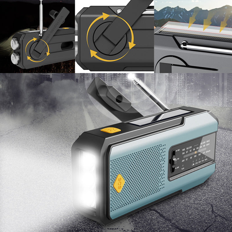 Hand Crank & Solar Emergency Weather Radio with Power Bank & LED