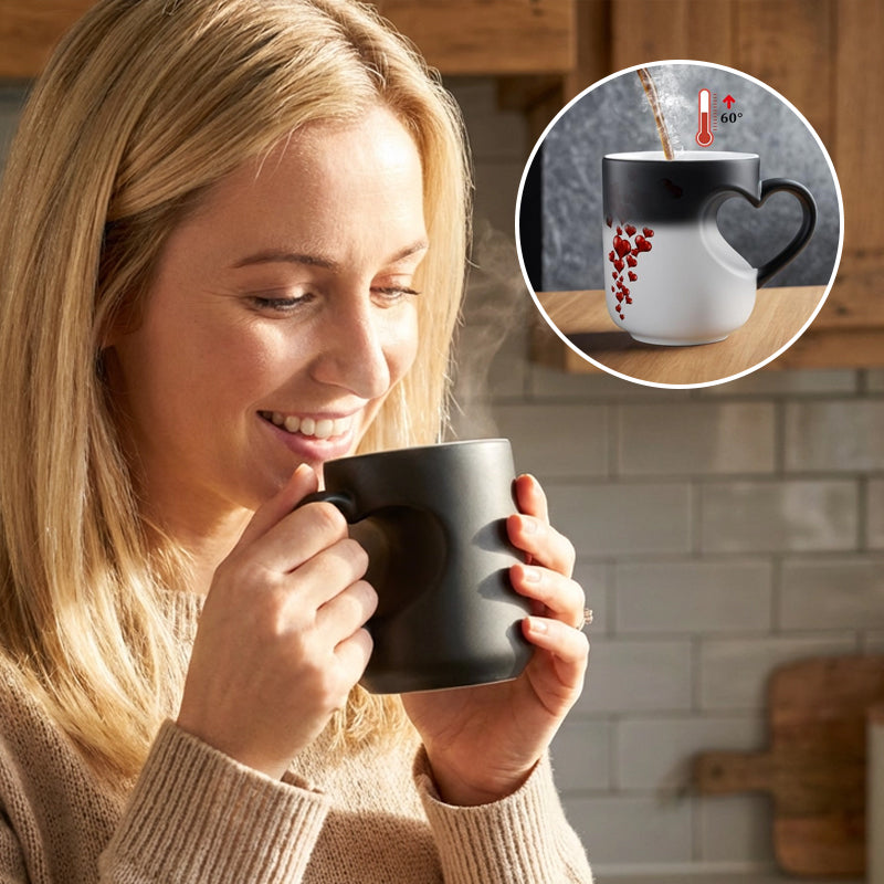 Heart-shaped Color-changing Ceramic Mug