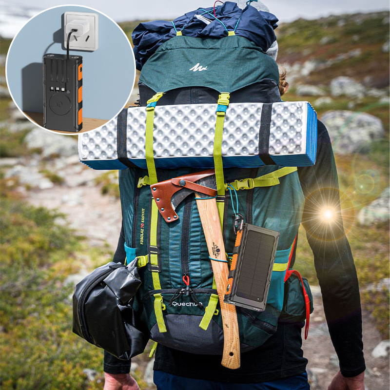20000mAh Built in Hand Crank and 3 Cables 15W Fast Charging Power Bank