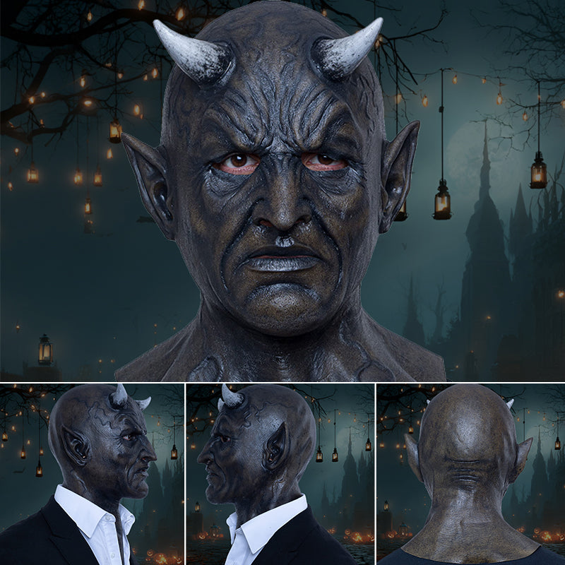 Ultra-Realistic Halloween Horned Demon Mask