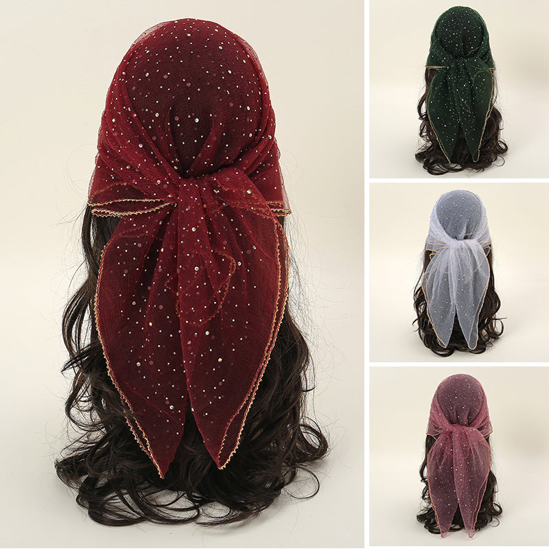 Women's Glitter Decor Head Scarf