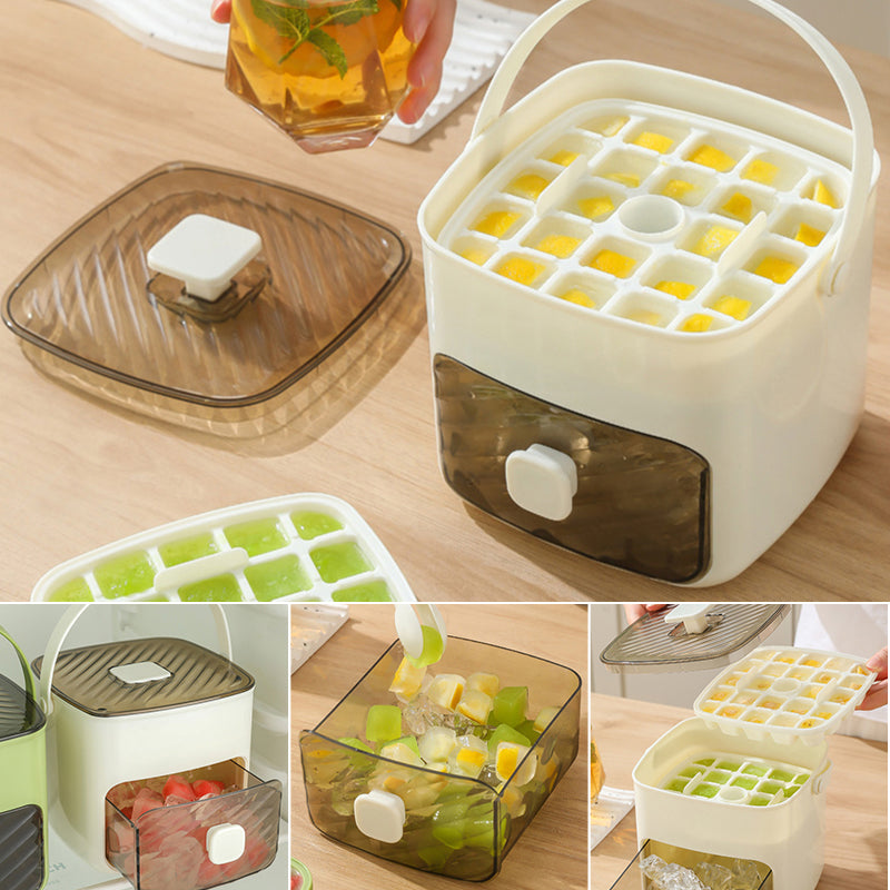 Handled Press-Type Ice Cube Tray (Double-Layer)