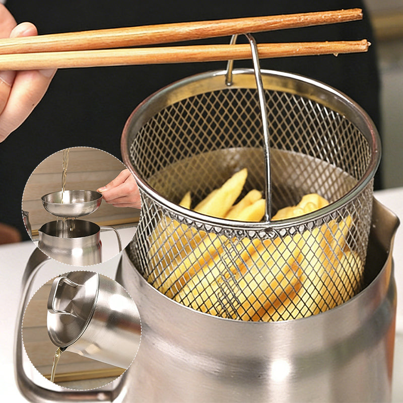 2.0L Premium SUS304 Stainless Steel Oil Filter Pot & Deep Fryer