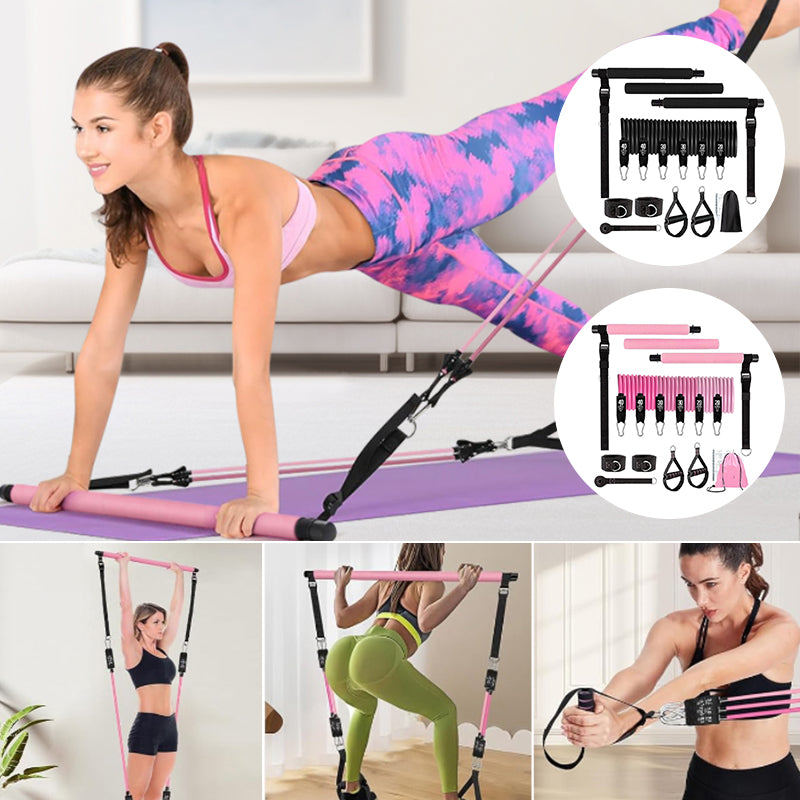 180lbs Pilates Bar Set with Resistance Bands for Women