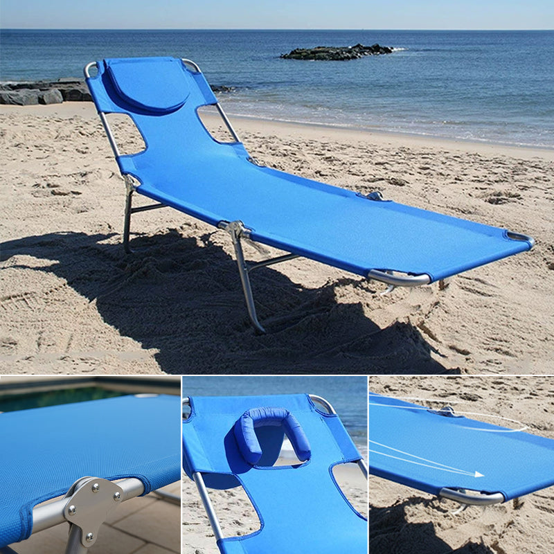 Portable Folding Beach Lounge Chair with Backpack Straps