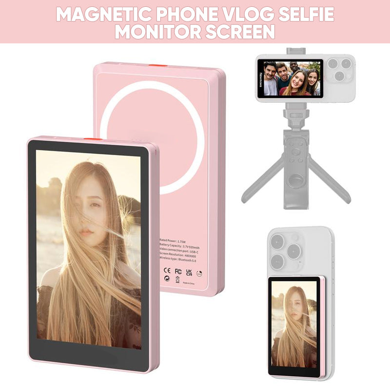 Magnetic Selfie Screen with 4K Recording – Portable Display for Content Creators