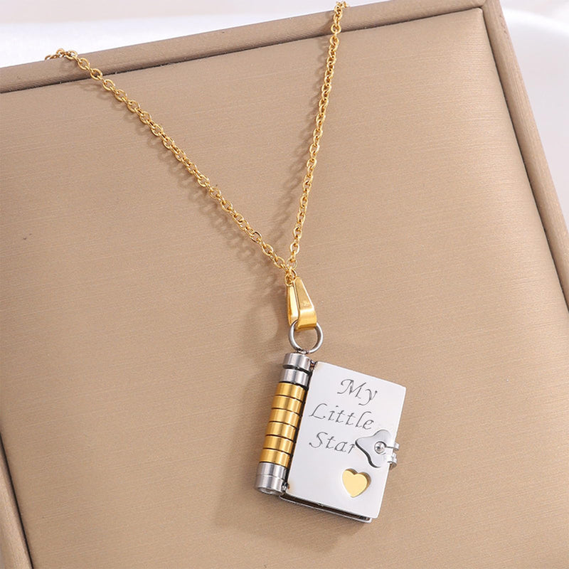 English/Spanish - My Little Star Book Necklace for Daughter