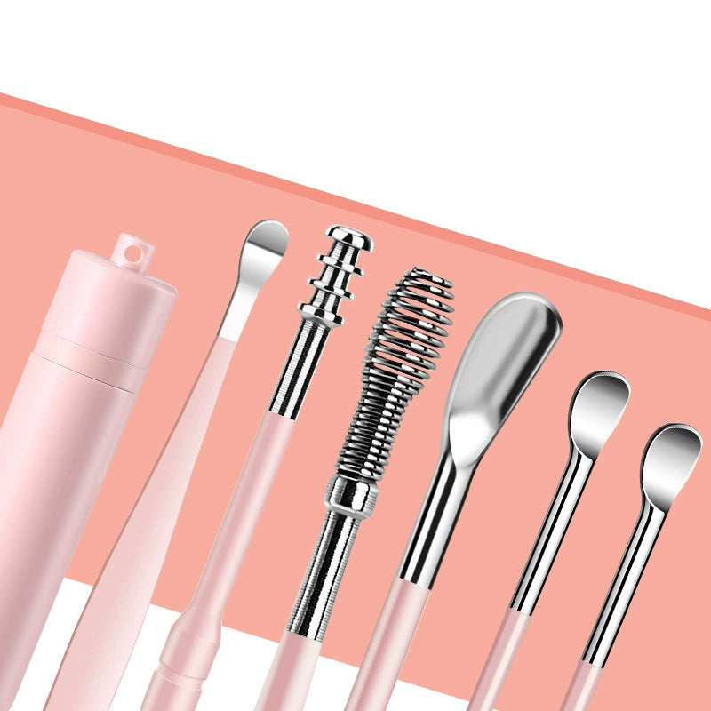 6 Counts Set Stainless Steel Spiral Ear Massage Cleaning Tool