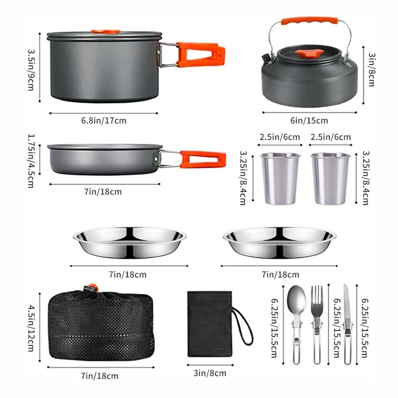 Portable Camping Cookware Mess Kit