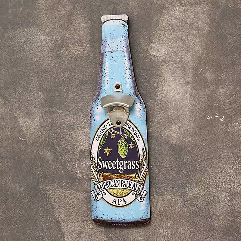 Wall-Mounted Vintage Bottle Opener with Custom Wood Sign